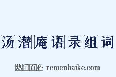 汤潜庵语录组词是什么意思的图片